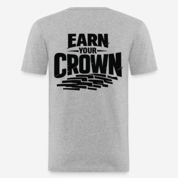Preview: EARN YOUR CROWN Slim Fit T-Shirt in grau mit Rückendruck